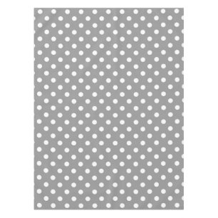 Ash Grey White Polka Dots Design Tablecloth