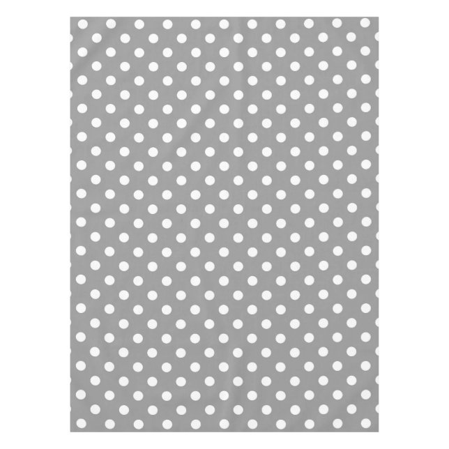 Ash Grey White Polka Dots Design Tablecloth (Front)