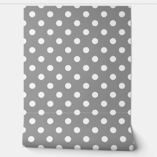 Ash Grey White Polka Dots Pattern Wall Decor