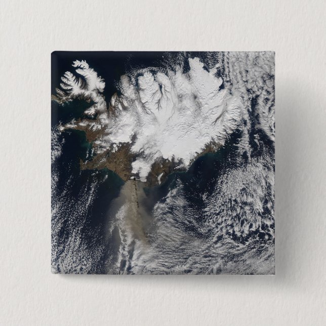 Ash plume from Eyjafjallajokull Volcano, Icelan 2 Inch Square Button (Front)