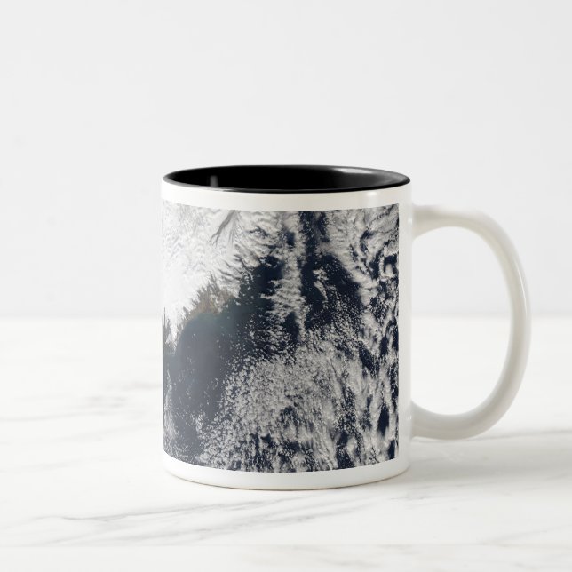 Ash plume from Eyjafjallajokull Volcano, Icelan Two-Tone Coffee Mug (Right)