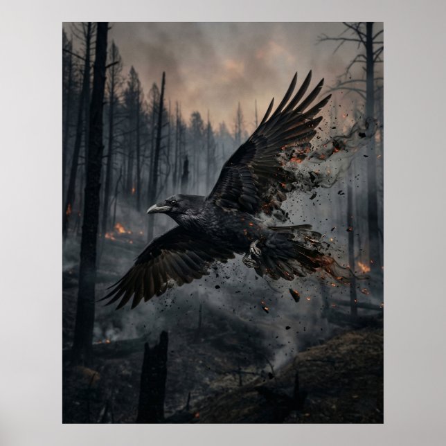 Ash Raven Burned Forest Sky Poster (Front)