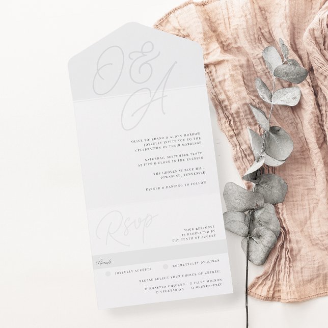 Ash | Script Watermark Monogram Wedding All In One Invitation (Creator Uploaded)
