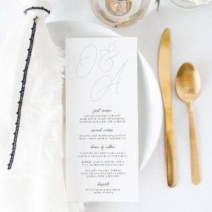 Ash Script Watermark Monogram Wedding Menu