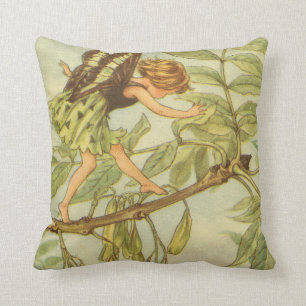 Ash Tree Fairy Walking on Branch Throw Pillow