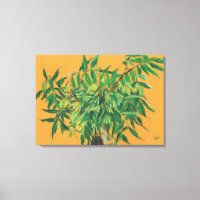 Ash-Tree, Green Leaves Floral Art Painting Yellow