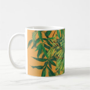 Ash-tree, green yellow summer greenery floral art coffee mug