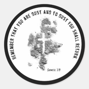 Ash Wednesday Lent Scripture Verse Cross Dust Clas Classic Round Sticker