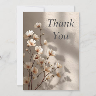 Ash White Flowers Textured Cream Thank You Card