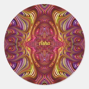 ASHA ~ Multicoloured Fractal Design ~  Classic Round Sticker