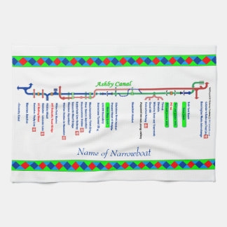 Ashby Canal Route UK Waterways Green Kitchen Towel