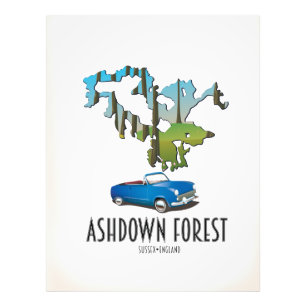 ashdown forest sussex map travel poster map