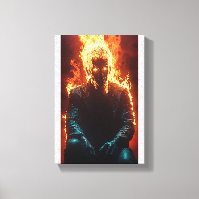 Ashen Amidst Flames - Dramatic and Fiery Art Canvas Print (Front)