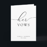 ASHER Elegant Calligraphy Her Wedding Vows Card<br><div class="desc">This her vow book features inky modern calligraphy and classic serif fonts. Use this template to edit the fonts,  font colour,  and background colour to match your event needs. This vow book is perfect for your elegant,  romantic,  and minimalist wedding.</div>