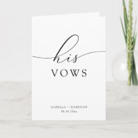 ASHER Elegant Calligraphy His Wedding Vows Card
