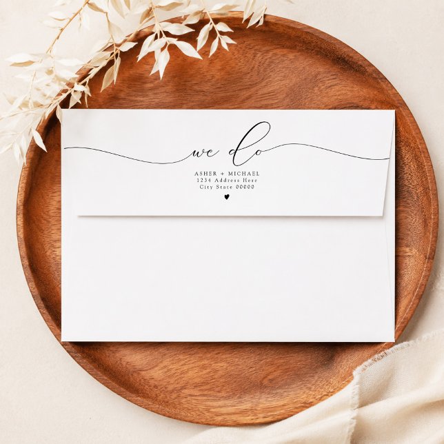 Asher Elegant Script We Do Wedding Return Address Envelope (Creator Uploaded)