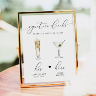 ASHER Elegant Watercolor Cocktail Signature Drink Poster