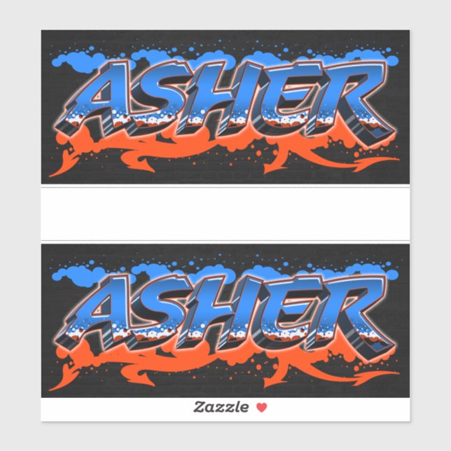 Asher First Name Graffiti Sticker (Sheet)