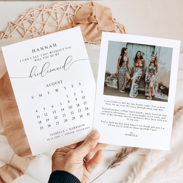ASHER Modern Script Calendar Bridesmaid Proposal Invitation (Creator Uploaded)