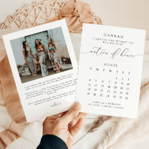 ASHER Modern Script Calendar Matron Honour Proposa Invitation