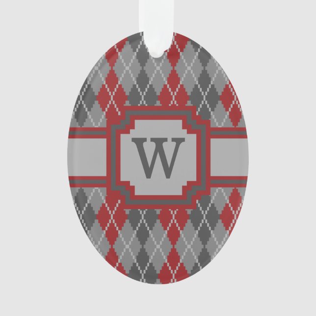 Ashes and Embers Argyle Acrylic Ornament (Front)