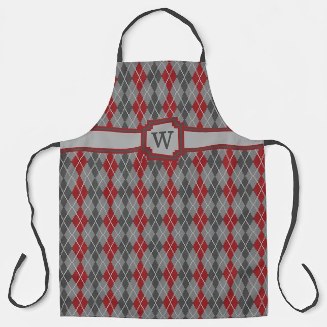 Ashes and Embers Argyle All-Over Print Apron (Front)