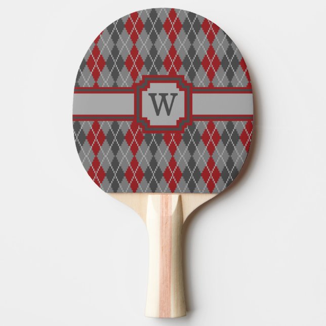 Ashes and Embers Argyle Ping Pong Paddle (Front)