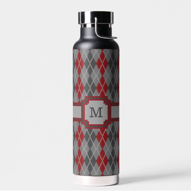 Ashes and Embers Argyle Water Bottle (Left)