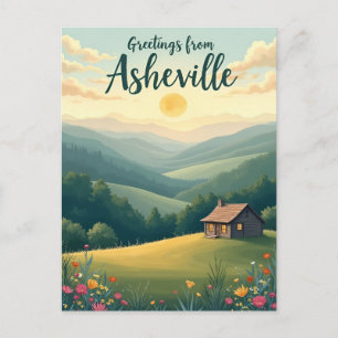 Asheville Blue Ridge Mountains vintage Postcard
