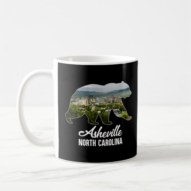 Asheville City Skyline Inside Bear Silhouette Nort Coffee Mug (Left)