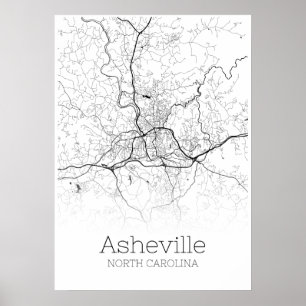 Asheville Map - North Carolina - City Map Poster