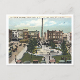 Asheville NC, Pack Square 1920s Vintage Postcard