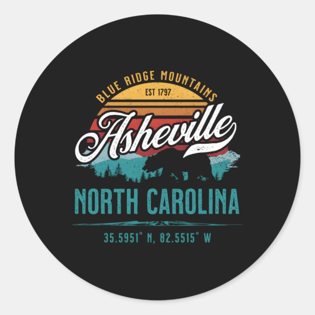 Asheville North Carolina Blue Ridge Mountains Classic Round Sticker (Front)
