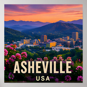 Asheville North Carolina Mountain Travel Gift Poster