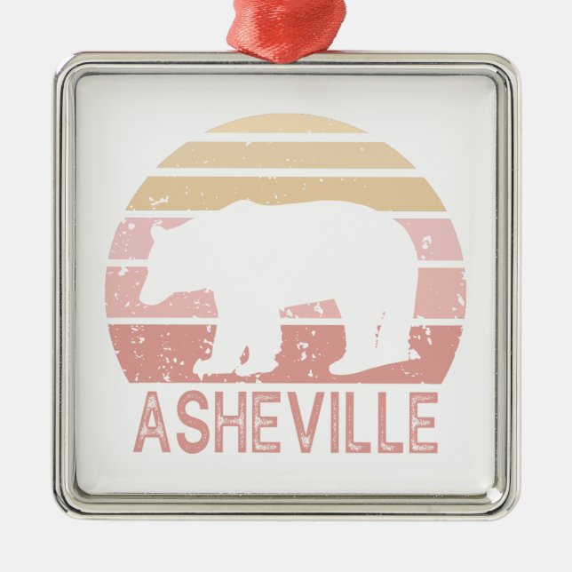 Asheville North Carolina Retro Bear Metal Ornament (Front)