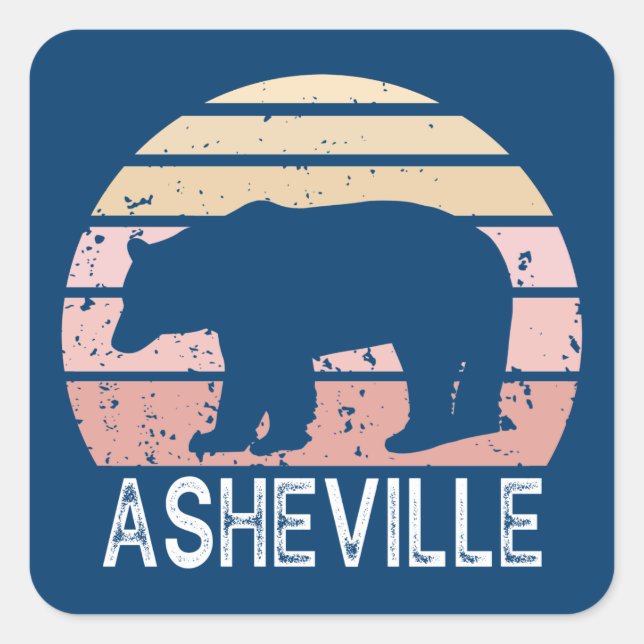 Asheville North Carolina Retro Bear Square Sticker