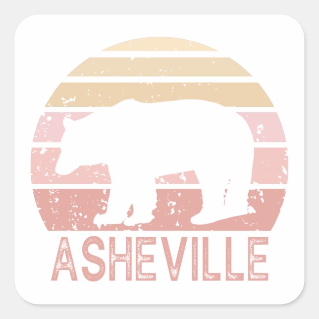 Asheville North Carolina Retro Bear Square Sticker (Front)