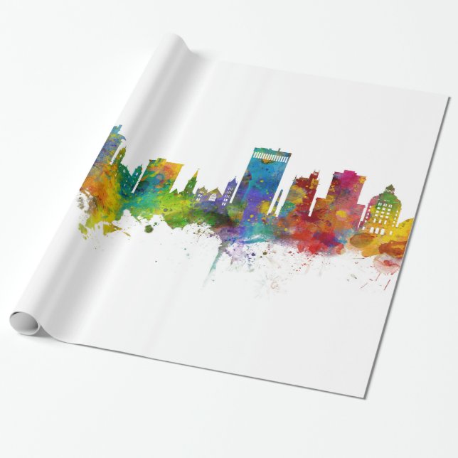Asheville North Carolina Skyline Wrapping Paper (Unrolled)