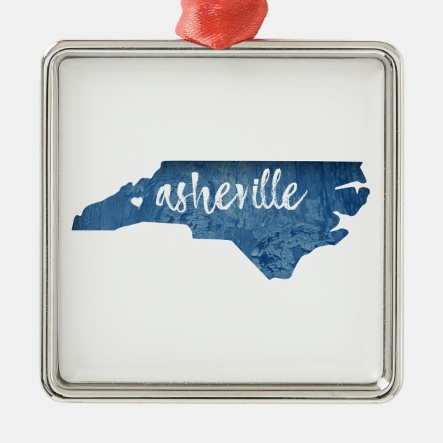 Asheville North Carolina Wood Grain Metal Ornament (Front)