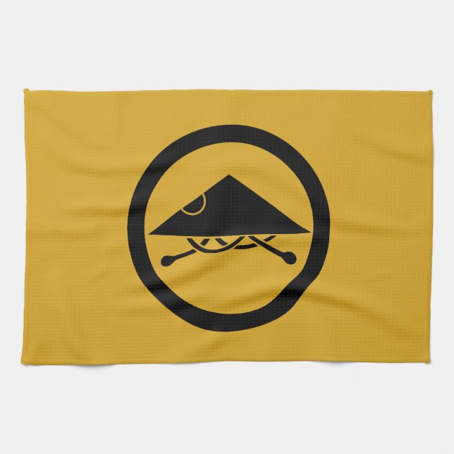 Ashigaru helmet in circel kitchen towel (Horizontal)