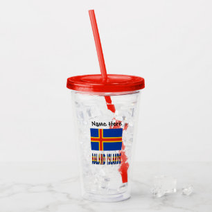 Ashland Islands Ålander Flag Personalized Acrylic Tumbler