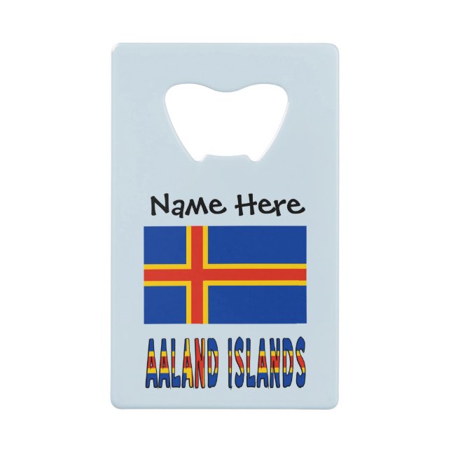 Ashland Islands Ålander Flag Personalized  Credit Card Bottle Opener (Front)
