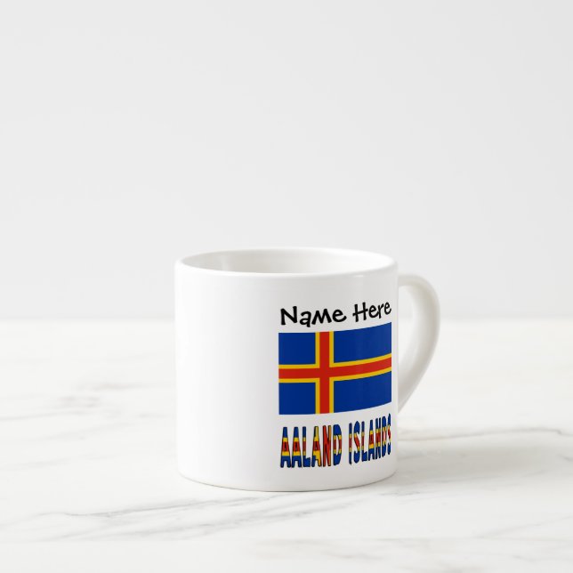 Ashland Islands Ålander Flag Personalized  Espresso Cup (Front Right)
