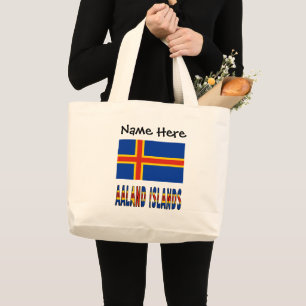 Ashland Islands Ålander Flag Personalized  Large Tote Bag