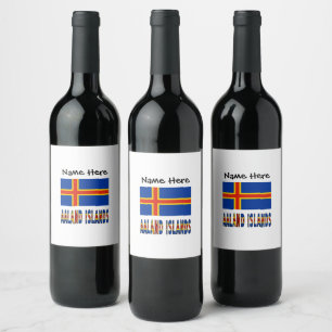 Ashland Islands Ålander Flag Personalized Wine Label