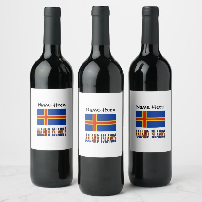Ashland Islands Ålander Flag Personalized  Wine Label (Bottles)