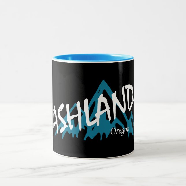 Ashland Oregon Mountains Two-Tone Coffee Mug (Center)
