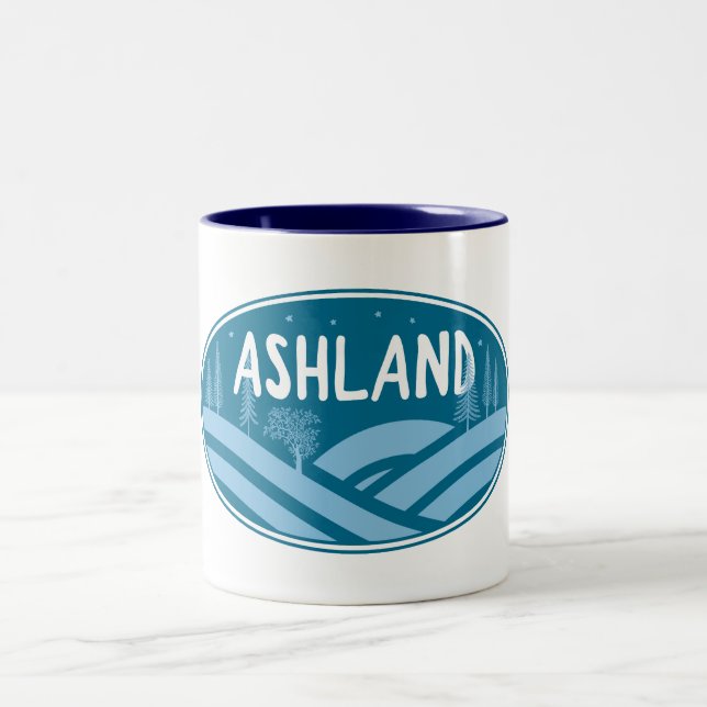 Ashland Oregon Outdoors Two-Tone Coffee Mug (Center)
