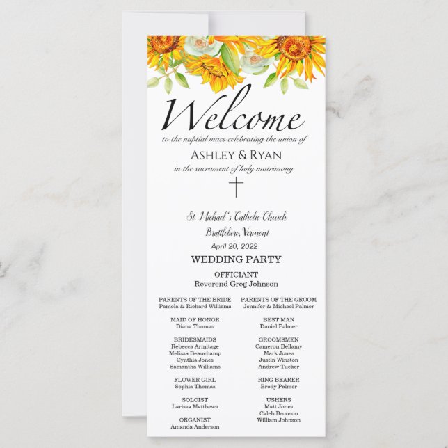 Ashle Programme de Mariage Catholique avec Masse (Devant)