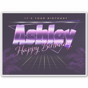 Ashley Name First name lila retro Sticker Birthday